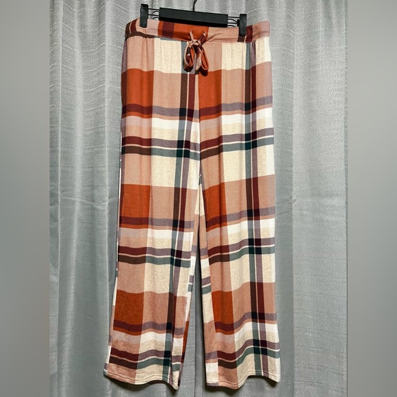 Wโs Joyspun Plaid Wide Leg Lounge Pants - Picture 1 of 7